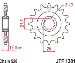 JT Zębatka Przednia JTF1381 rozmiar 520