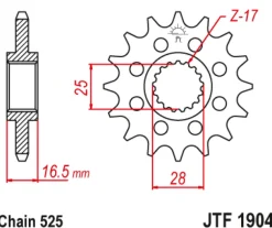 JT Zębatka Przednia JTF1904 rozmiar 525