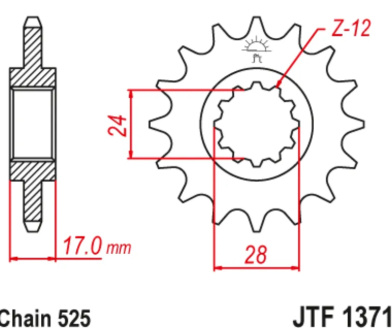 JT Zębatka Przednia JTF1371 rozmiar 525