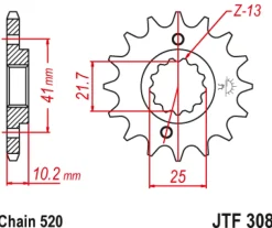 JT Zębatka Przednia JTF308 rozmiar 520