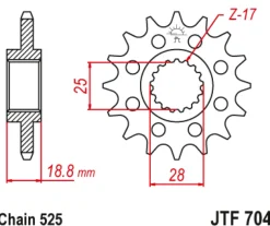 JT Zębatka Przednia JTF704 rozmiar 525