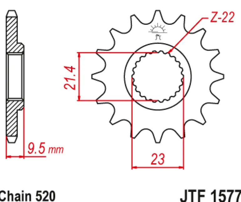 JT Zębatka Przednia JTF1577 rozmiar 520