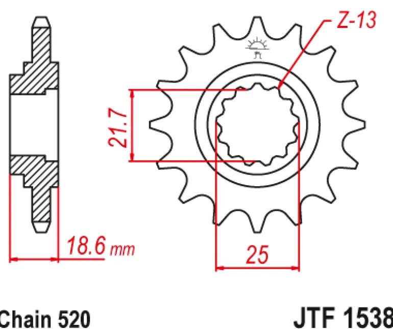 JT Zębatka Przednia JTF1538 rozmiar 520