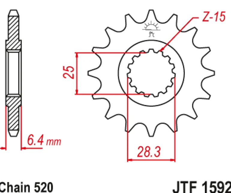 JT Zębatka Przednia JTF1592 rozmiar 520