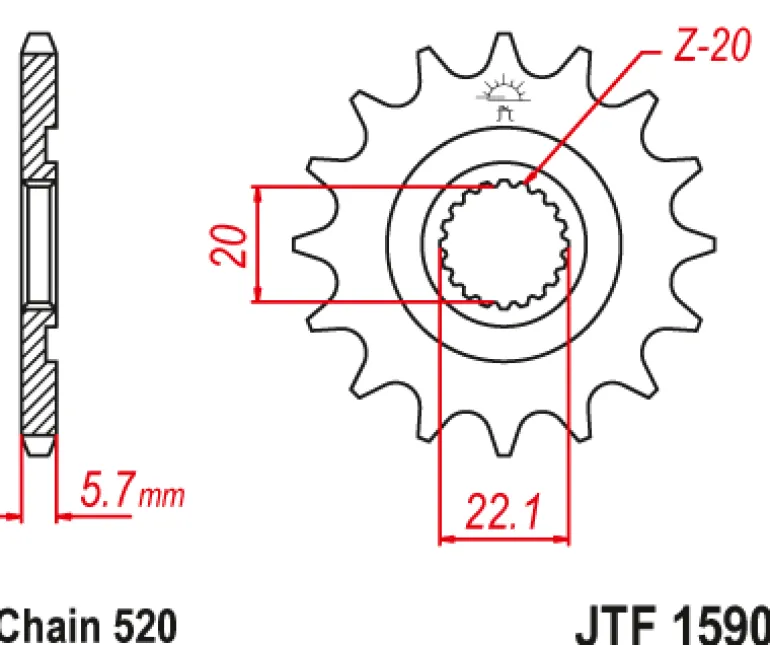 JT Zębatka Przednia JTF1590 rozmiar 520