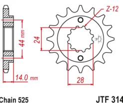 JT Zębatka Przednia JTF314 rozmiar 525