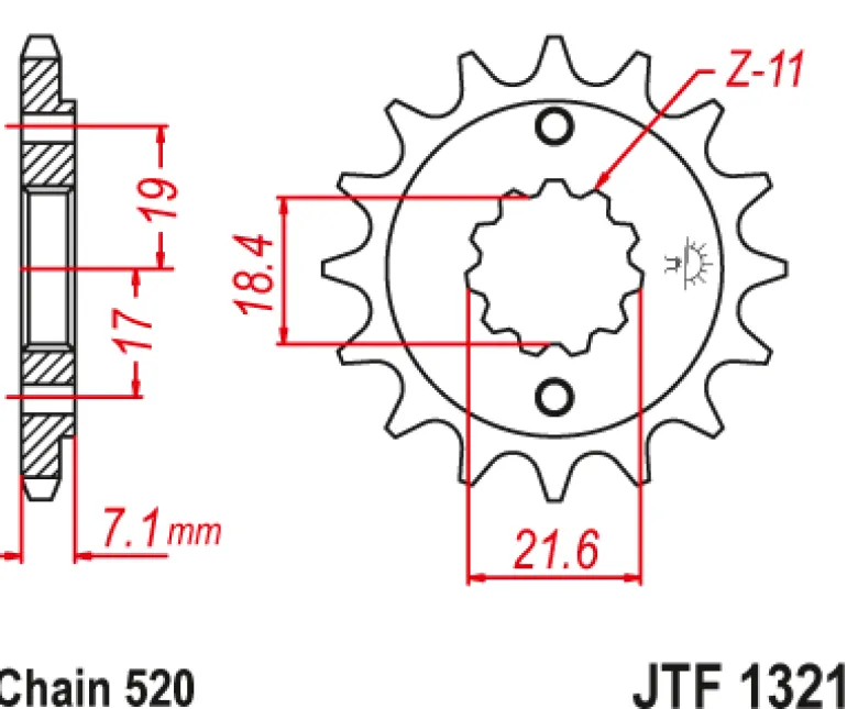 JT Zębatka Przednia JTF1321 rozmiar 520