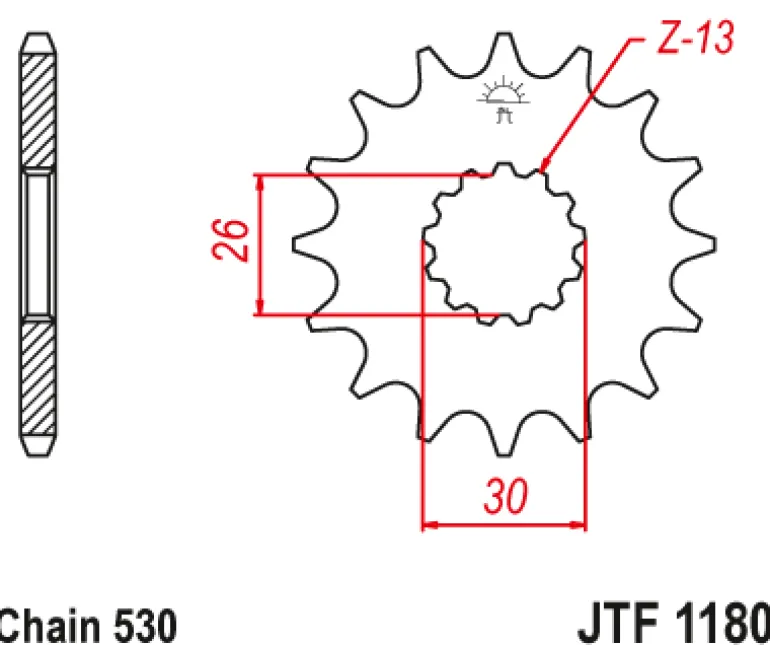 JT Zębatka Przednia Jtf1180 rozmiar 530