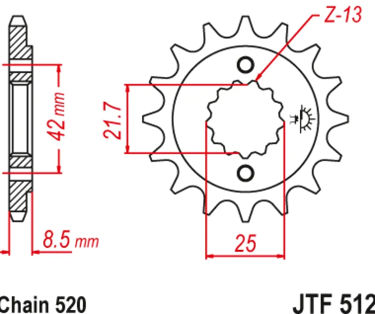 JT Zębatka Przednia JTF512 rozmiar 520