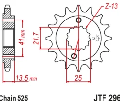 JT Zębatka Przednia JTF296 rozmiar 525