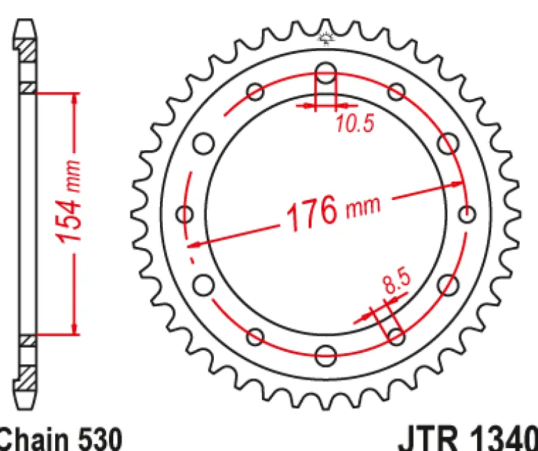 JT Zębatka Tylna JTR1340 rozmiar 530