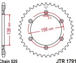 JT Zębatka Tylna JTR1791 rozmiar 525