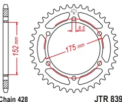 JT Zębatka Tylna JTR839 rozmiar 428