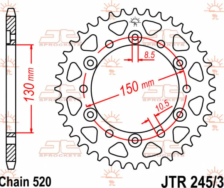 JT Zębatka Tylna JTR 245/3 rozmiar 520