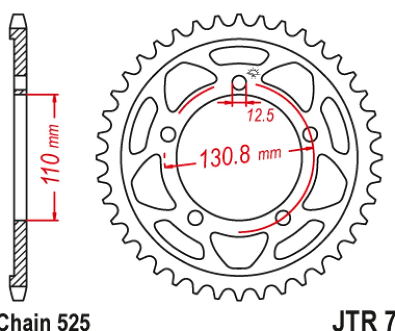 JT Zębatka Tylna JTR7 rozmiar 525