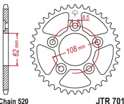 JT Zębatka Tylna JTR701 rozmiar 520