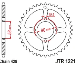 JT Zębatka Tylna JTR1221 rozmiar 428