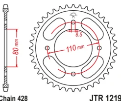 JT Zębatka Tylna JTR1219 rozmiar 428